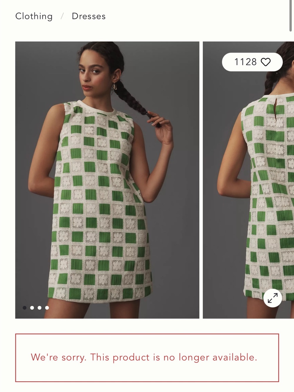 English Factory Sleeveless Green and White Check Shift Dress